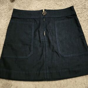 Tory Burch Elise Zip Denim Mini Skirt